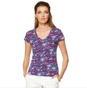 Lilly Pulitzer Michelle Short Sleeve Cotton Tee In 4th Of July Sparks Fly - S